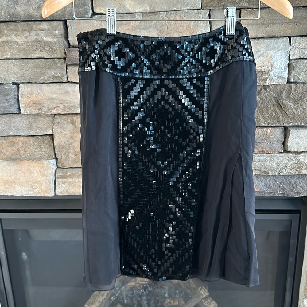 J. Mendel black lace and sequin mini skirt, size 8